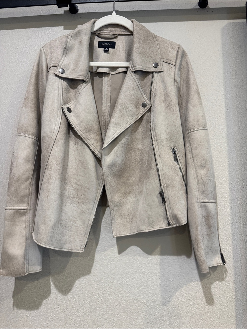 Evereve Taupe Faux Suede Moto Jacket